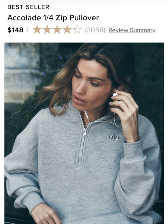 ALO Yoga Tops - ALO Yoga Accolade 1/4 Zip Pullover - Light Gray